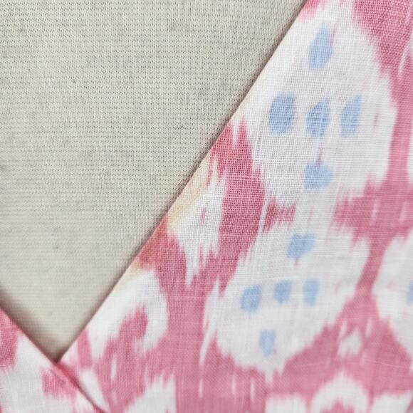 SALE Vintage Y2K Gap 100% Linen Abstract Ikat Dress Pink Blue Womens SZ 6 - Picture 9 of 10